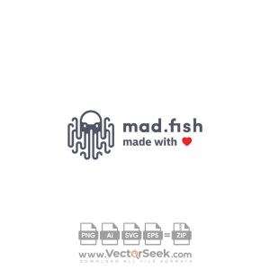 Mad Fish Made With Love Logo Vector