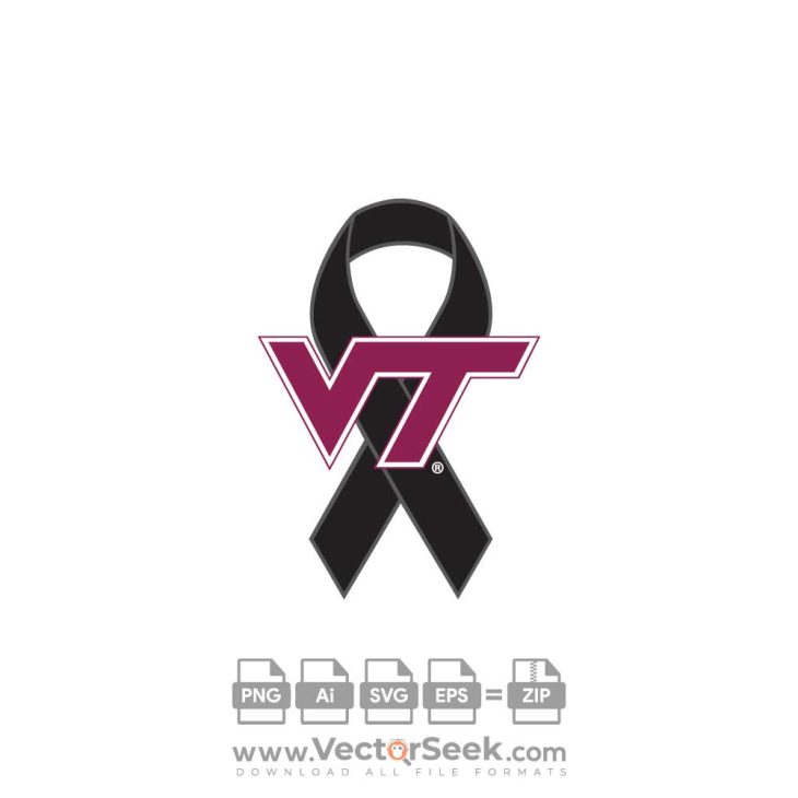 Virginia Tech VT Black Ribbon Logo Vector