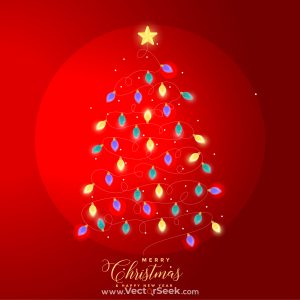 Lights Christmas Tree with red background 01