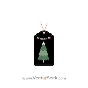 Merry Christmas Tag With Christmas Tree