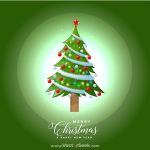 Realistic christmas tree concept with neon background