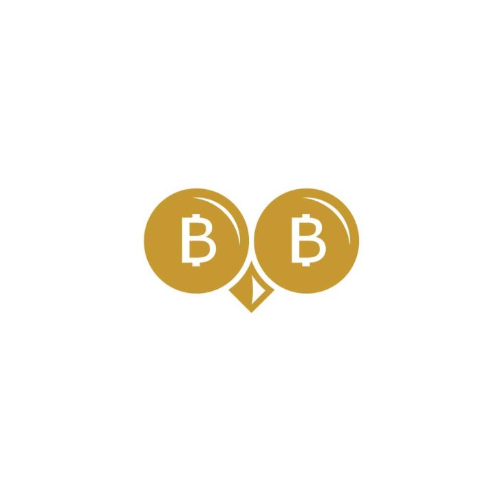 Bitcoin Owl Gold Logo Vector