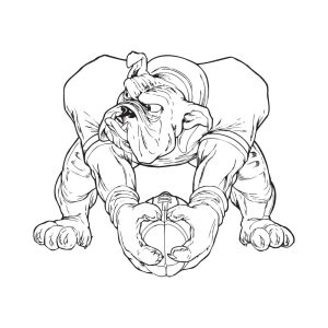 Bulldog Hiking Football Logo Vector