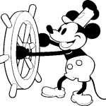 Classic Mickey Driving Boat Logo Vector