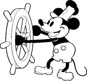 Classic Mickey Driving Boat Logo Vector