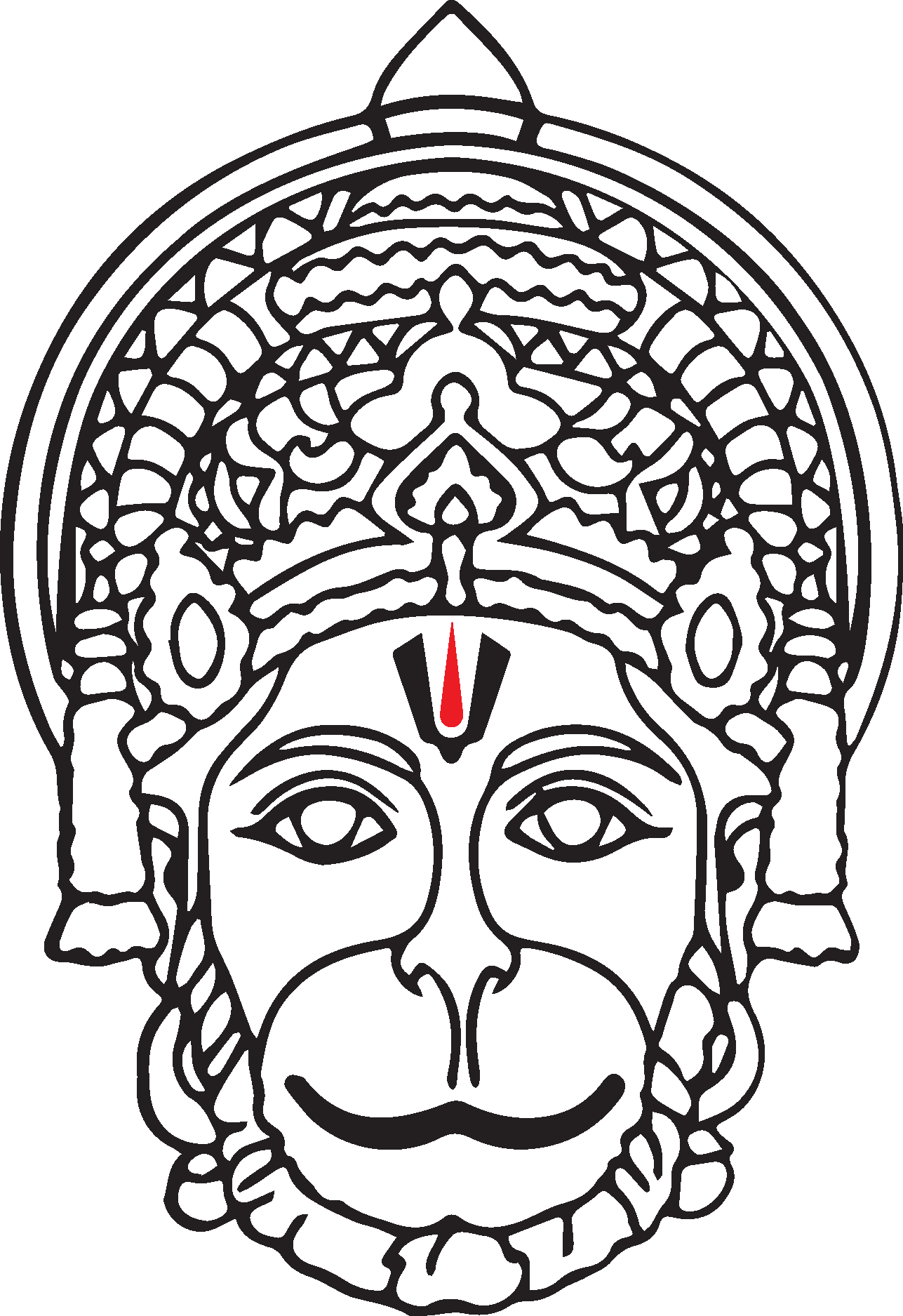 Hanuman Vector Painting Black Lined Stock Vector - Illustration of lined,  draw: 155837647