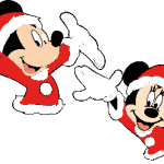 Mickey y Minnie Mouse navideños Logo Vector