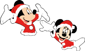 Mickey y Minnie Mouse navideños Logo Vector