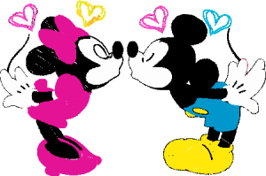 Minnie Kissing Mickey Mouse Logo Vector