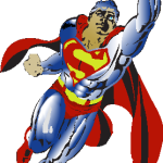 Superman with Action Logo Vector