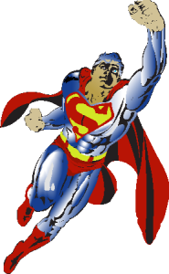 Superman with Action Logo Vector