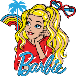 Barbie Girl Beach Logo Vector