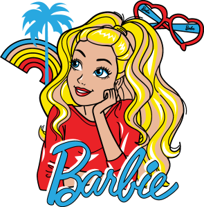 Barbie Girl Beach Logo Vector