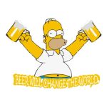 Homer Simpson Holding Beer Duff Logo Vector