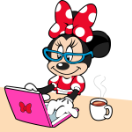 Minnie Working On Laptop Logo Vector