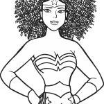 Mulher Maravilha Afro Em Line Art Logo Vector