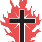 The Cross On Fire For God Logo Vector