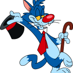 Cartoon Fancy Blue Cat Logo Vector