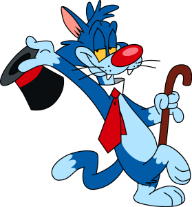 Cartoon Fancy Blue Cat Logo Vector