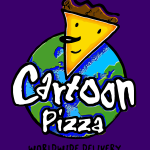 Cartoon Pizza Logo Vector