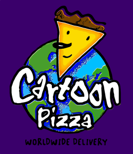 Cartoon Pizza Logo Vector