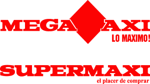 Megamaxi & Supermaxi fondo rojo Logo Vector