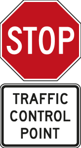 STOP TRAFFIC CONTROL SIGN Logo Vector