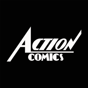 Action Comics white Logo Vector