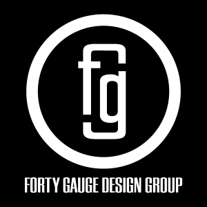 Forty Gauge Deisgn Group white Logo Vector