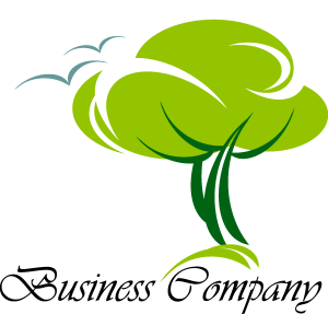 Green Tree with a birds Logo Vector