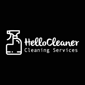 Hello Cleaner white Logo Vector