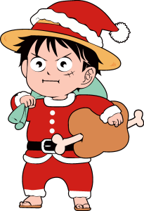 Luffy Christmas Logo Vector