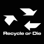 Recycle or Die white Logo Vector