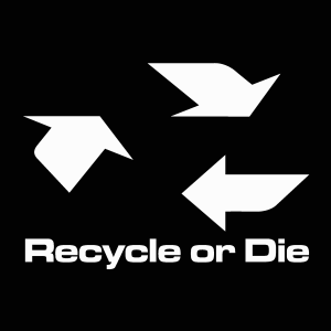 Recycle or Die white Logo Vector