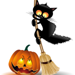 scarcy black cat halloween pumpkin Logo Vector