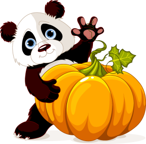thanksgiving cute little panda pumpkin Logo Vector
