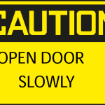 CAUTION OPEN DOOR SLOWLY SIGN Logo Vector