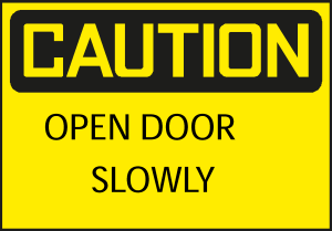 CAUTION OPEN DOOR SLOWLY SIGN Logo Vector