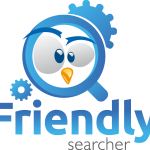 Funny bird Magnifyingglass Logo Vector