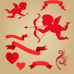 valentine angle cupids ribbon decorated Logo Vector