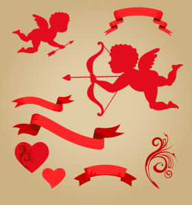 valentine angle cupids ribbon decorated Logo Vector