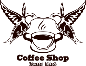 Coffee Shop Lovely Birds Logo Vector