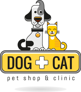 Dog and cat with pet shop and clinic Logo Vector