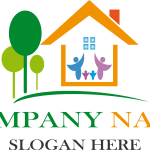 Happy Family in the House Company Logo Vector