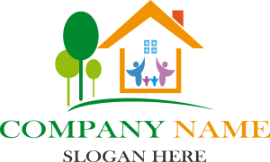 Happy Family in the House Company Logo Vector