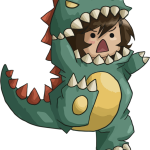 Cute Anime Dinosaur PNG Vector