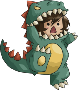 Cute Anime Dinosaur PNG Vector