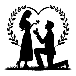 Marriage Proposal Silhouette Logo Template Vector