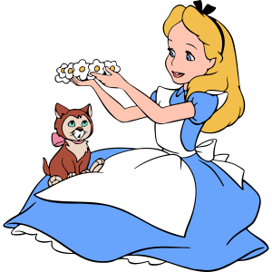 Alice in Wonderland Alice With Cat Vector