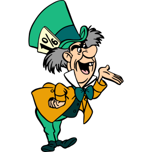 Alice in Wonderland Mad Hatter laugh Vector